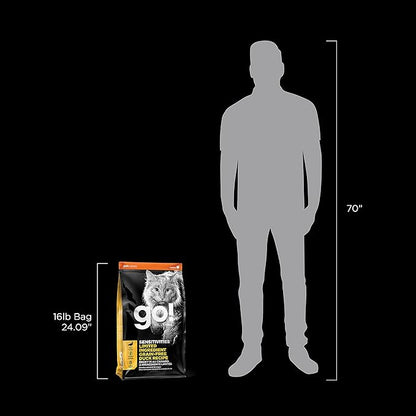 Go! Solutions Sensitivities Limited Ingredient, Grain-Free Dry Cat Food, Duck Recipe for Sensitive Stomach, 16 lb Bag