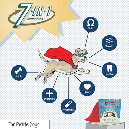 The Missing Link Smartmouth Vet Developed Dental Chew Treats, 7-in-1 Benefits: Healthy Teeth & Gums, Breath, Skin, Joints, Digestion, Heart, Immune System  Petite/XS 5-15lb Dogs, 28 Ct