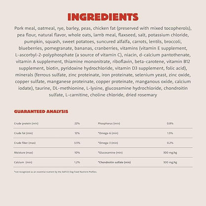 Farmstead Feast, Dry Dog Food, Pork Meal and Lamb Meal Adult Recipe with Grains, 5 lb Bag