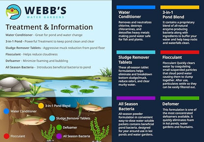 Webbs Water Gardens Water Conditioner Plus - Fish Safe, Heavy Metal Detoxifier and Dechlorinator for Freshwater and Marine Aquatics - 128 Fluid Ounces