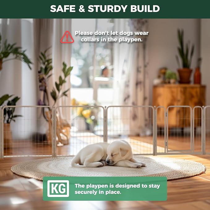 FXW Homeplus Dog Playpen for Indoor Use - Stress-Free and Safe Play, Heavy Duty 24 Inch 6 Panels Dog Pen for Puppies and Small Dogs, White_atented