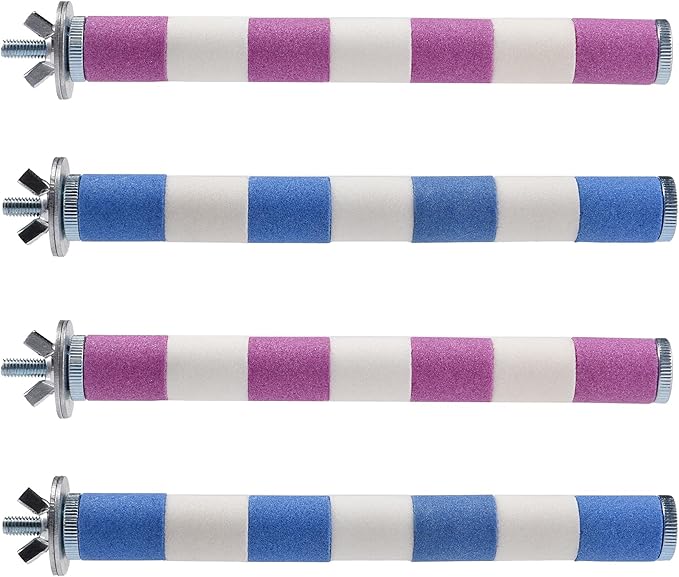 Bird Perch Parrot Stand Cage Accessories Natural Wooden Stick Paw Grinding Rope-surfaced Chew Toy Standing Rod for Exercise Training Branches (Sandstone (M 4 pcs))