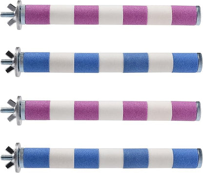 Bird Perch Parrot Stand Cage Accessories Natural Wooden Stick Paw Grinding Rope-surfaced Chew Toy Standing Rod for Exercise Training Branches (Sandstone (M 4 pcs))