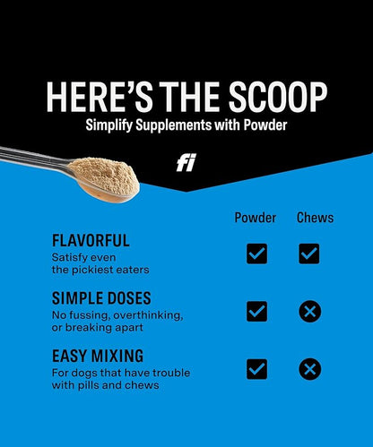 Fi Dog Supplements - Skin & Coat Powder Food Topper | Supports Healthy Skin & Shiny Fur | Omega-3 Fish Oil, Biotin & Zinc | Vet-Formulated Coat Defense Powder for Dogs | 90 Scoops