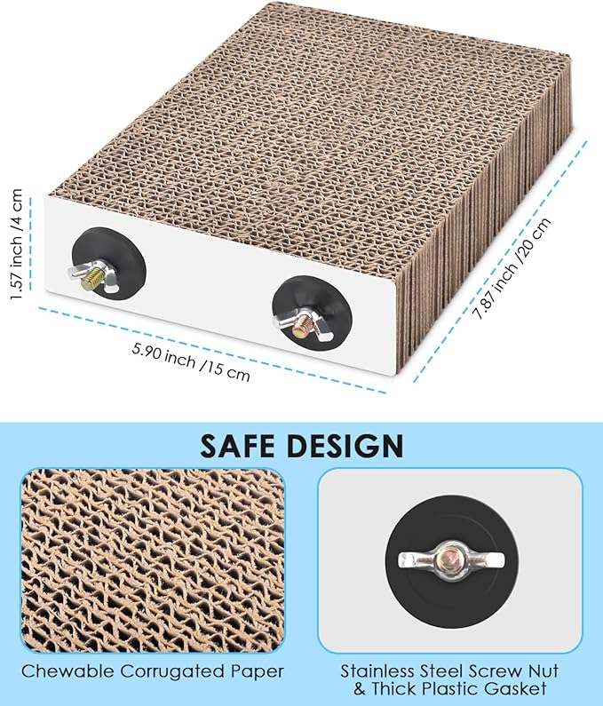 KATUMO Parrot Toys, 7 Inch Conure Shredder Foraging Toys Bird Perch Stand Cardboard Cockatiel Chew Toys for Parakeet Canary Conure Mynah Small Parrots