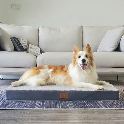 Extra Large Dog Bed Waterproof Dog Bed, Jumbo Orthopedic Dog Beds with Removable Washable Cover for Large Dogs, Pet Bed Mat Egg-Crate Foam, 3XL(47.5"X29"X4"), Grey
