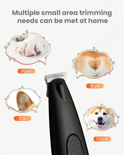Dog Paw Trimmer with LED Light, Ultra-Low Noise Paw Trimmer for Dogs, Cordless Dog Clippers for Grooming with LED Display, Type-C Rechargeable Pet Clippers for Pads, Ears, Eyes, Face, Rump