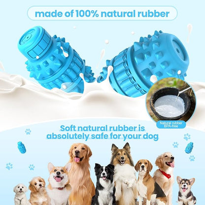 PIFFZEDO Dog Toys for Aggressive Chewers Tough Dog Squeaky Toys for Small Medium Breed Interactive Durable Natural Rubber Dog Chew Toys Dog Birthday Toy Dog Toothbrush(Azure,Small)