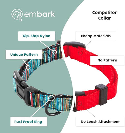 Embark Urban Dog Collar  Dog Collar Stylish & Durable Nylon Dog Collar for Large Dogs, Small Dogs & Medium Dogs.Comfortable Pet Collar Strong Buckles for Any Size Breed (Boho, Large)