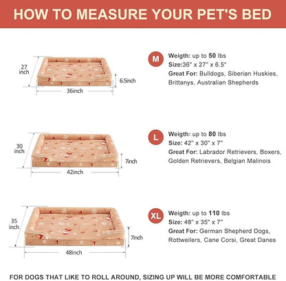 WNPETHOME Christmas Dog Beds for Extra Large Dogs, Orthopedic XLarge Dog Bed with Sides, Big Dog Couch Bed with Washable Removable Cover, Pet Bed Sofa with Non-Slip Foam for Sleeping