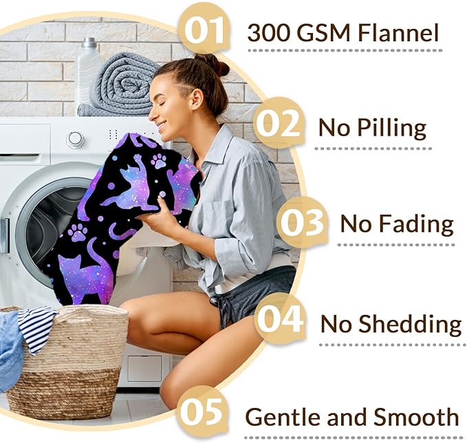 Personalized Cat Blanket Gift with Name for Girls Women Animal Lovers, Soft & Cozy Cat Throw Blanket for Kids Teens Adults, Custom 60x80 Inch Cute Fuzzy Throws for Sofa Couch Bed