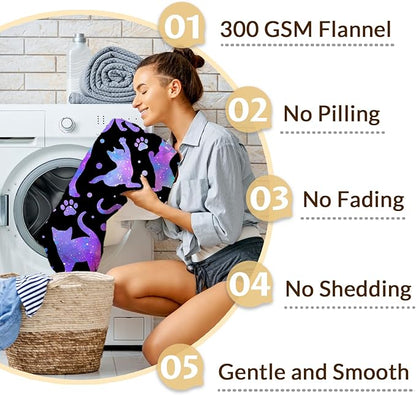 Cute Cat Blanket Gifts for Girls Women, Aesthetic Cat Throw Blankets for Sofa Couch Bed, 60x80 Inch Lap Size Cozy Fuzzy Throws for Kids Teens Adults