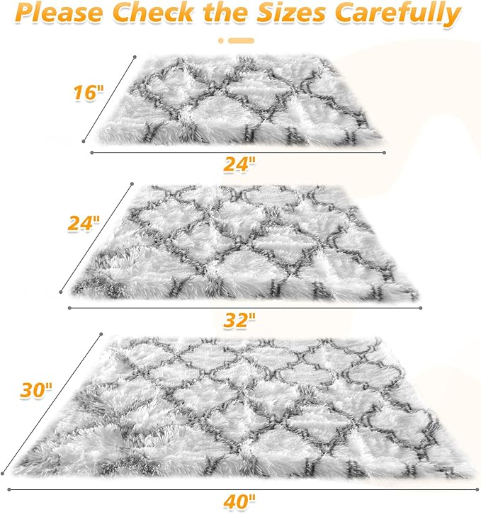 PJYuCien Fluffy Fleece Calming Pet Throw Blanket, Super Soft and Warm for Indoor Cats and Dogs, Small 16 * 24", Machine Washable, Grey Diamond Pattern, White Puppy Blanket