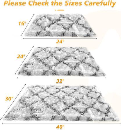 PJYuCien Fluffy Fleece Calming Pet Throw Blanket, Super Soft and Warm for Indoor Cats and Dogs, Small 16 * 24", Machine Washable, Grey Diamond Pattern, White Puppy Blanket