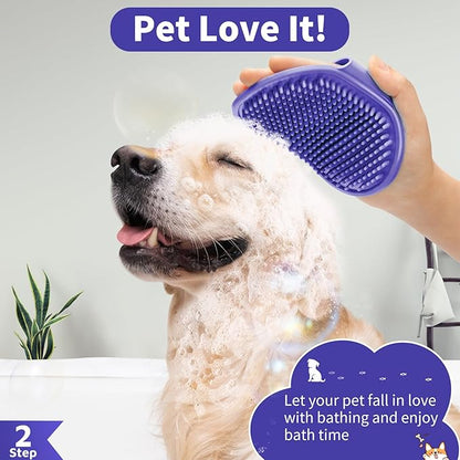 Comotech 3PCS Dog Bath Kit | 5-1 Dog Shampoo and Conditioner | Dog Bath Brush | Dog Scrubber for Bath | Amino Acid Formula (Natural Coconut Oil) Suitable for Puppies and All Pets with Hair - 17oz