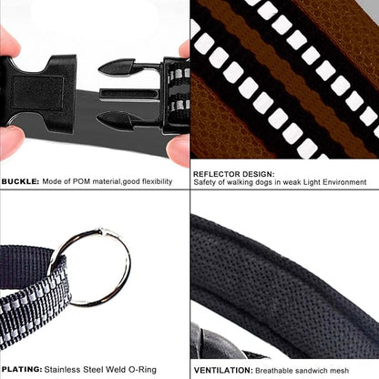 Dog Harness No Pull Easy Padded Pet Harness with Adjustable Botton Front Clip Reflective Puppy Harnesses for Small Medium Large Dogs (Black,XS)