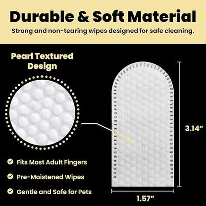 Hanu Dental Finger Wipes for Dogs & Cats - Teeth Cleaning Wipes Removes Bad Breath, Plaque & Tartar - Whitens Teeth Finger Toothbrush Gum Care Wipes - Freshens Breath - Vet-Recommended