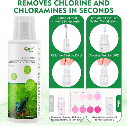 hygger Aquarium Water Conditioner for Freshwater, Neutralizes Chlorine, Chloramines, Reduce Heavy Metals, Ammonia & Nitrite, Safe for Fishes and Plants, 500 ML