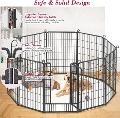 Dog Playpen Outdoor, 40 inch 10 Panels Heavy Duty Dog Fence for Indoor Outdoor, Rustproof Metal Dog Pen for Large Medium Small Dogs, Portable Pet Dog Fence for Yard, RV Camping