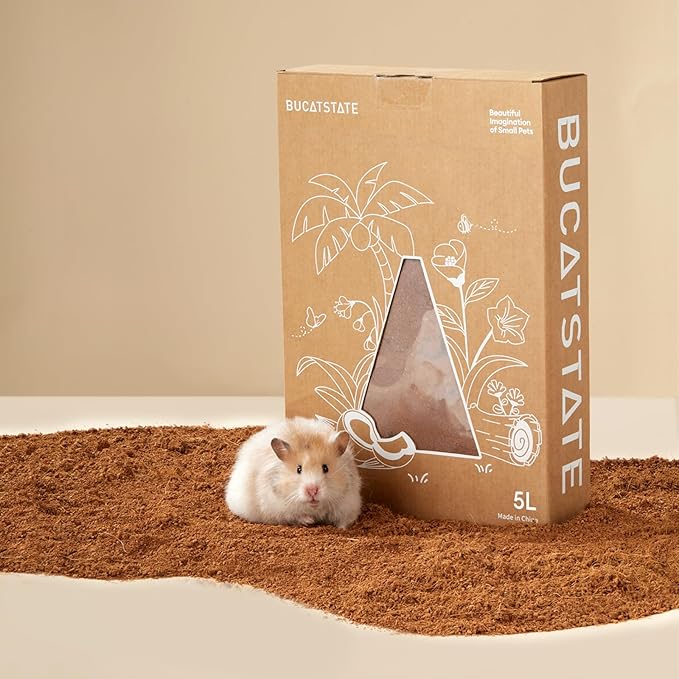 BUCATSTATE 5L Natural Coco Fiber Hamster Bedding, Soft Natural Coco Fiber Substrate for Small Pets & Dwarf Syrian Hamsters, Gerbils, Mice, Low-dust Hamster Hamsters