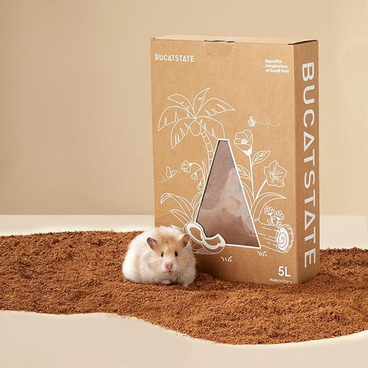 BUCATSTATE 5L Natural Coco Fiber Hamster Bedding, Soft Natural Coco Fiber Substrate for Small Pets & Dwarf Syrian Hamsters, Gerbils, Mice, Low-dust Hamster Hamsters