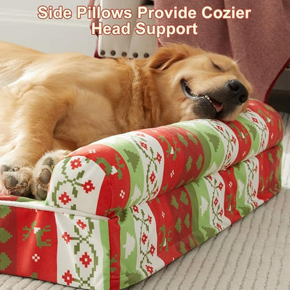 BFPETHOME Christmas Dog Beds for Large Dogs, Orthopedic Dog Bed for Medium Large Dogs,Big Waterproof Couch Dog Pet Bed with Removable Washable Cover