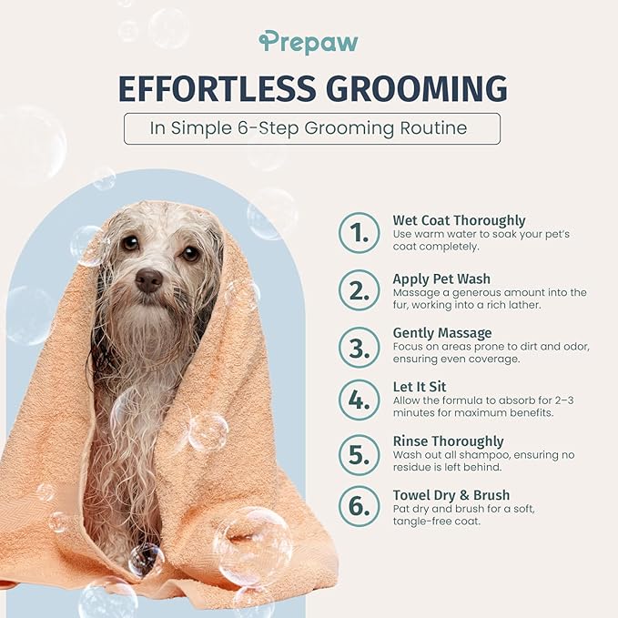 Pet Wash - 5 in 1 (Cleans, Conditions, Moisturizes, Deodorizes & Detangles) - Natural Ingredients - Gentle for Sensitive Skin - Softens Coat & Quick Rinse | Light Citrus Scent, 16 fl oz