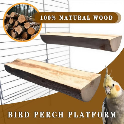 5Pcs Natural Wooden Bird Perch Set – Parrot Perch Toys, Bird Cage Toys, Cage Accessories for Budgies, Cockatiels, Lovebirds, Finches, and Other Small to Medium Birds