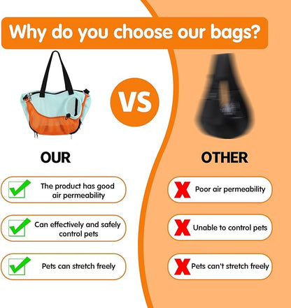 Dog Carrier Sling Adjustable Hand Free Dog Sling Carrier for Carry Small Dogs and Cats Travel Safety Harness Reversible Puppy Carrier Purse with Storage Pocket Suitable for Puppy