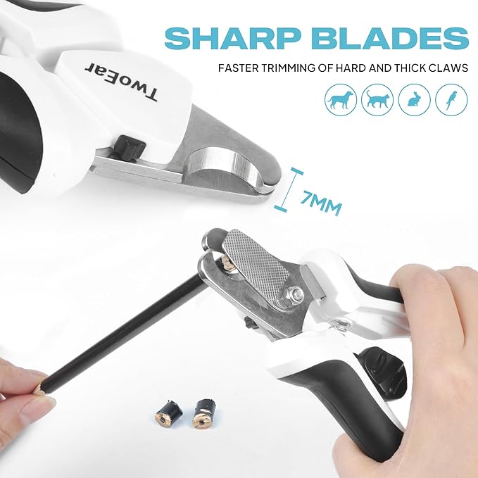 TwoEar Dog Nail Clippers with Light, Dog Nail Trimmers with Quick Sensor & Safety Guard, Razor Sharp Blade, LED Pet Nail Clippers/Dog Toenail Clippers for Medium Large Dogs, Black