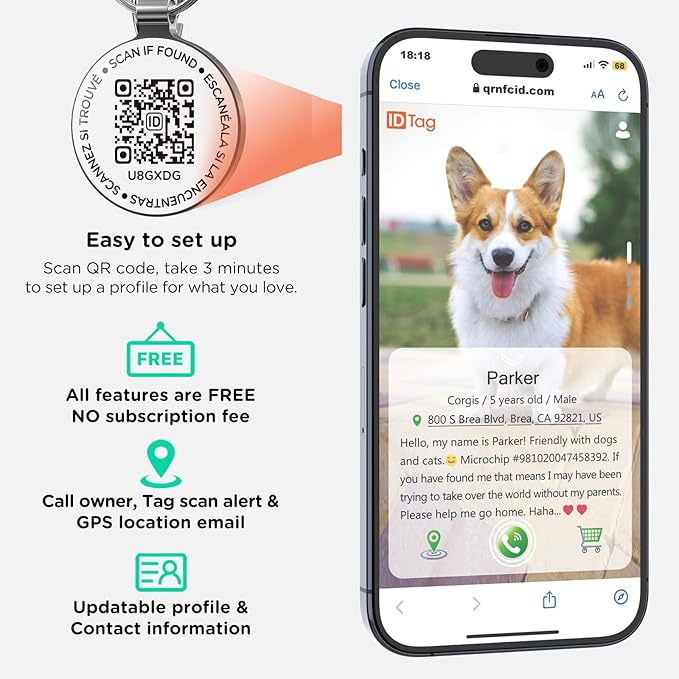 Dog Tags Personalized QR Code, Retro Brass Personalized Pet ID Tags Modifiable Pet Online Profile, Multiple Emergency Contact, Scan QR Code Send Pet GPS Location Email (Labrador Retriever-1)