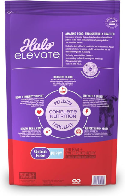 Halo Elevate Dry Dog Food, Grain Free Red Meat Recipe, Puppy Formula, 20lb