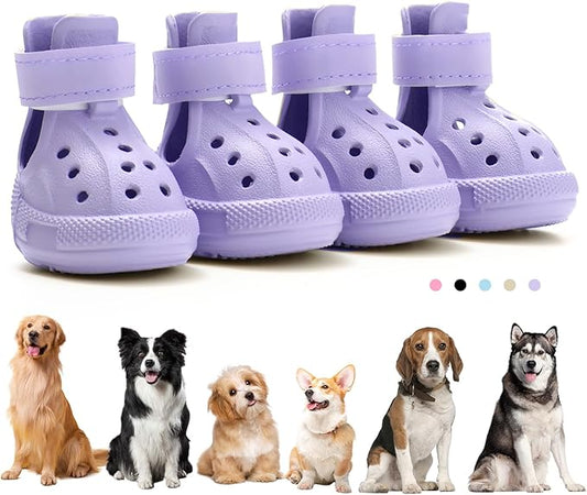 Dog Boots for Hot Pavement & Snow, Waterproof Non-Slip Dog Shoes with Reflective Straps, Adjustable Pet Booties for Small to Large Dogs, Outdoor Paw Protection, 4Pcs