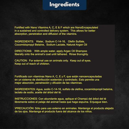 E3 Argan Oil Shampoo - Moisturizing Pet Shampoo, Hair Shampoo Argan Oil, Hair Shine, Shampoo De Caballo, Gentle Formula, Good for Dogs Too (8 fl oz)