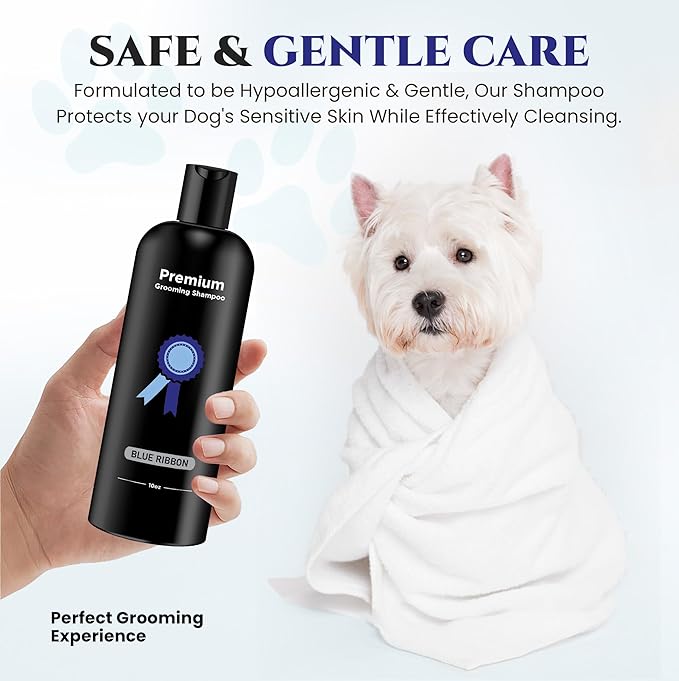 605Products - Natural Dog Shampoo for Itchy and Sensitive Skin, Puppy Shampoo and Odor Eliminator for Smelly Dogs and Puppies, Pet Shampoo and Deodorizer - Dog Bath Supplies (Blue Ribbon)