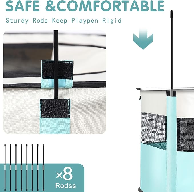 Foldable Pet Playpen,Cat Puppy Playpen,Portable Dog Cage Soft Portable Exercise Kennel Tent,Puppy Kitten Pen Indoors/Outdoors Pet Tent Fence (Medium (32"*24"*22"), Green)