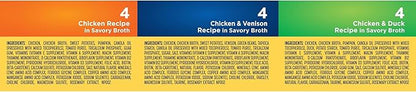 Nature_ Recipe Grain Free Chicken Recipe, Chicken & Venison Recipe and Chicken & Duck Recipe in Savory Broth Variety Pack Wet Dog Food, 12-2.75 oz. Cups, 2 Count