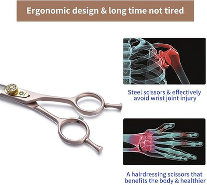 7 Inches Professional Pet Grooming Scissors, 440C Japanese Steel Straight & Curved & Thinning & Chunker Shears/Scissors for Dog Cat and More Pets (7 inch-Curved Scissors)