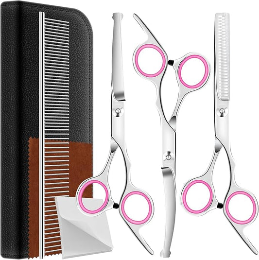 Dog Grooming Scissors Set - Dog Grooming Scissors with Safety Round Tip, 6 in 1 Heavy Duty Pet Grooming Scissor for Dogs, Cats and Other Animals