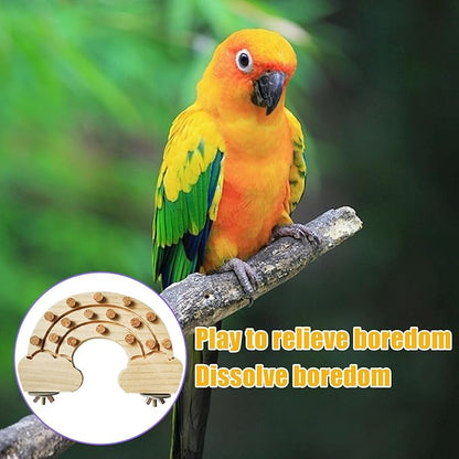 2 Pcs Bird Platform,Wooden Chew Toys, Hanging Wooden Puzzle Foraging,Parrot Cork Stopper Toys Birds Feeding Toy,2 Pcs Bird Cage Food Holder Fruit, for Small and Medium Parrots(D)