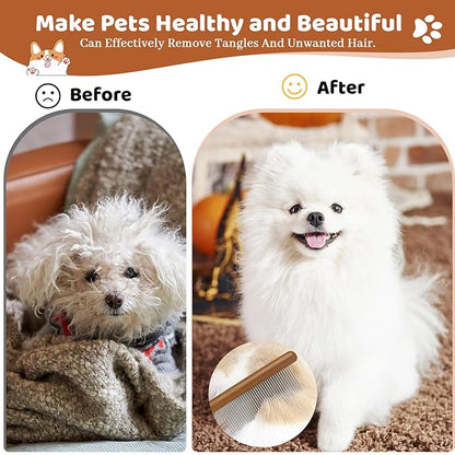 3pcs Pet Comb for Removing Pet Hair, Cat Grooming Comb with Stainless Steel Teeth, Grooming Tools for Dogs Cats