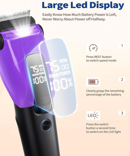 3 in 1 Dog Grooming Kit for Heavy Thick Hair&Coats, Low Noise Dog Clippers for Grooming, Rechargeable Cordless Pet Shaver with Storage Box, Dog Paw Trimmer for Small and Large Dogs Cats