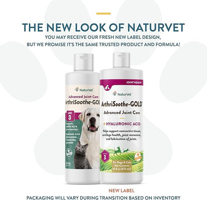 NaturVet  ArthriSoothe-Gold Advanced Care Liquid | Level 3 Advanced Joint Care | Supports Healthy Hip & Joint Function | Enhanced with Glucosamine, MSM & Chondroitin | For Dogs & Cats | 16 oz Liquid