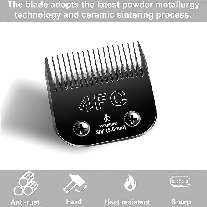 4F Dog Clipper Blade: Titanium Coated SK2 Steel, Universal Fit for Andis, Oster A5, Wahl KM - 3/8" Cut for Dogs & Cats