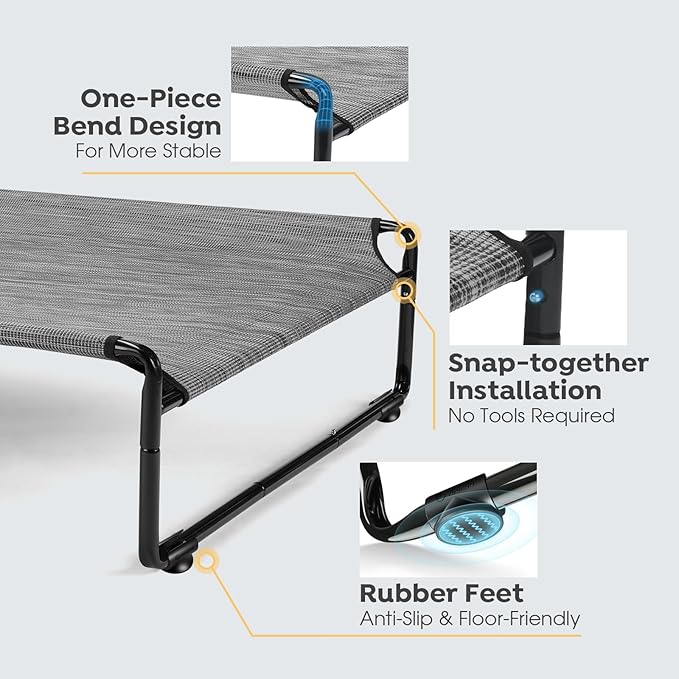 Veehoo Elevated Dog Bed with Washable Dog Pee Pads, Raised Dog Cot Bed for Large Dogs, Outdoor Dog Hammock Bed Off Ground, 100% Waterproof Reusable Puppy Pee Pads Whelping Pads, CWC2201CCP