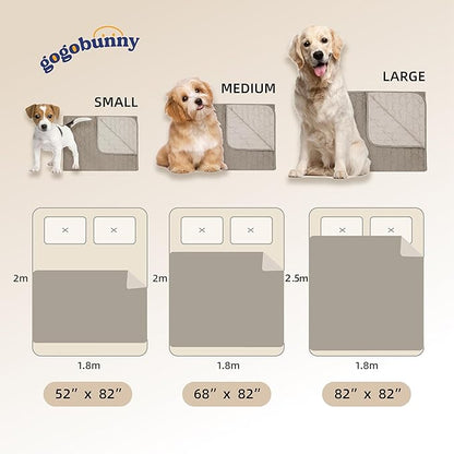 gogobunny 100% Double Sided Waterproof Dog Blanket Soft Pet Bed Cover Reversible Protect Furniture Couch Sofa Car for Puppy Large Dog Cat (Dark Stone/Light Stone, 68x82 Inch (Pack of 1))