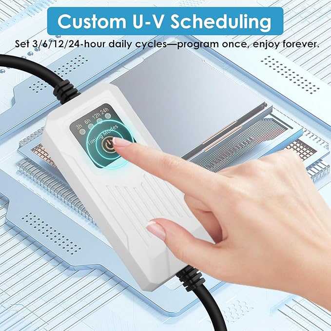 Aquarium Filter with U-V Light & Timer for 10–40 Gallon Fish Tanks, Submersible Internal Filter with Flow Control, Sponge Filtration & Aeration, Quiet Power Pump for Freshwater Saltwater Tanks