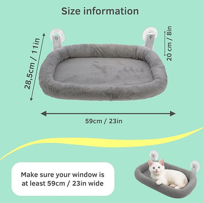 Cat Window Perch with Washable Cushion & Strong Suction – Stable & Cozy Cat Hammock for Window (Holds up to 40 lbs) – Durable Window Bed for Indoor Cats