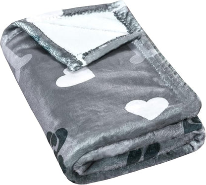 Dog Blanket,Super Soft Fluffy Premium Fleece Pet Puppy Blanket for Large Medium Dog Cat Mat Cover for Bed Couch,Cute Reversible Cow Print, Gray,(41 x 31 Inch)