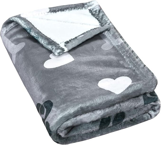 Dog Blanket,Super Soft Fluffy Premium Fleece Pet Puppy Blanket for Large Medium Dog Cat Mat Cover for Bed Couch,Cute Reversible Cow Print, Gray,(41 x 31 Inch)